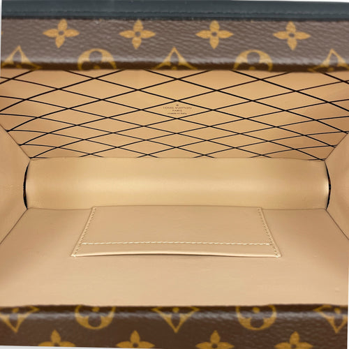 Petite Malle  Brown Shoulder Bag in Monogram Coated Canvas Gold hardware