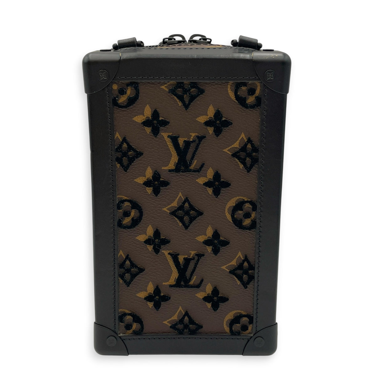 Vertical Soft Trunk  Brown Crossbody Bag in Monogram Coated Canvas PVD hardware