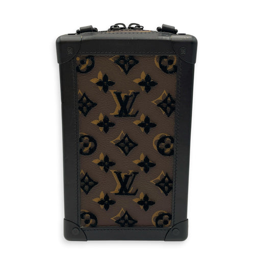Vertical Soft Trunk  Brown Crossbody Bag in Monogram Coated Canvas PVD hardware