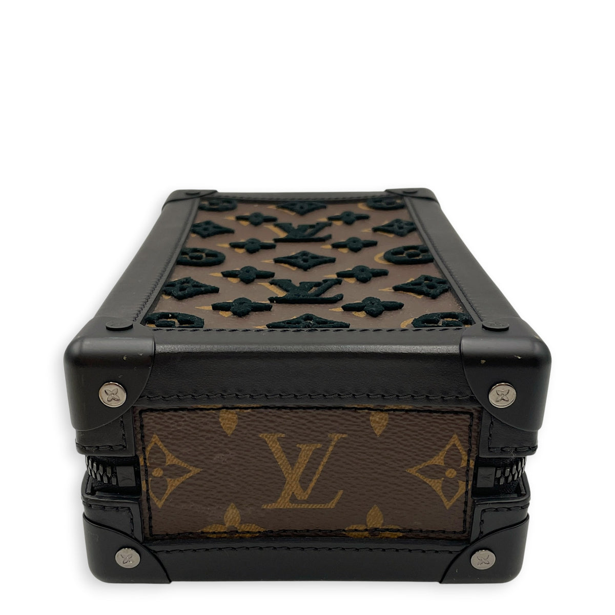 Vertical Soft Trunk  Brown Crossbody Bag in Monogram Coated Canvas PVD hardware