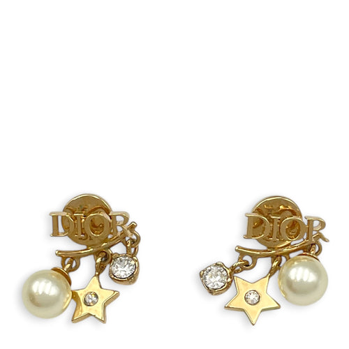 pearl with stars  Gold Earrings Gold hardware
