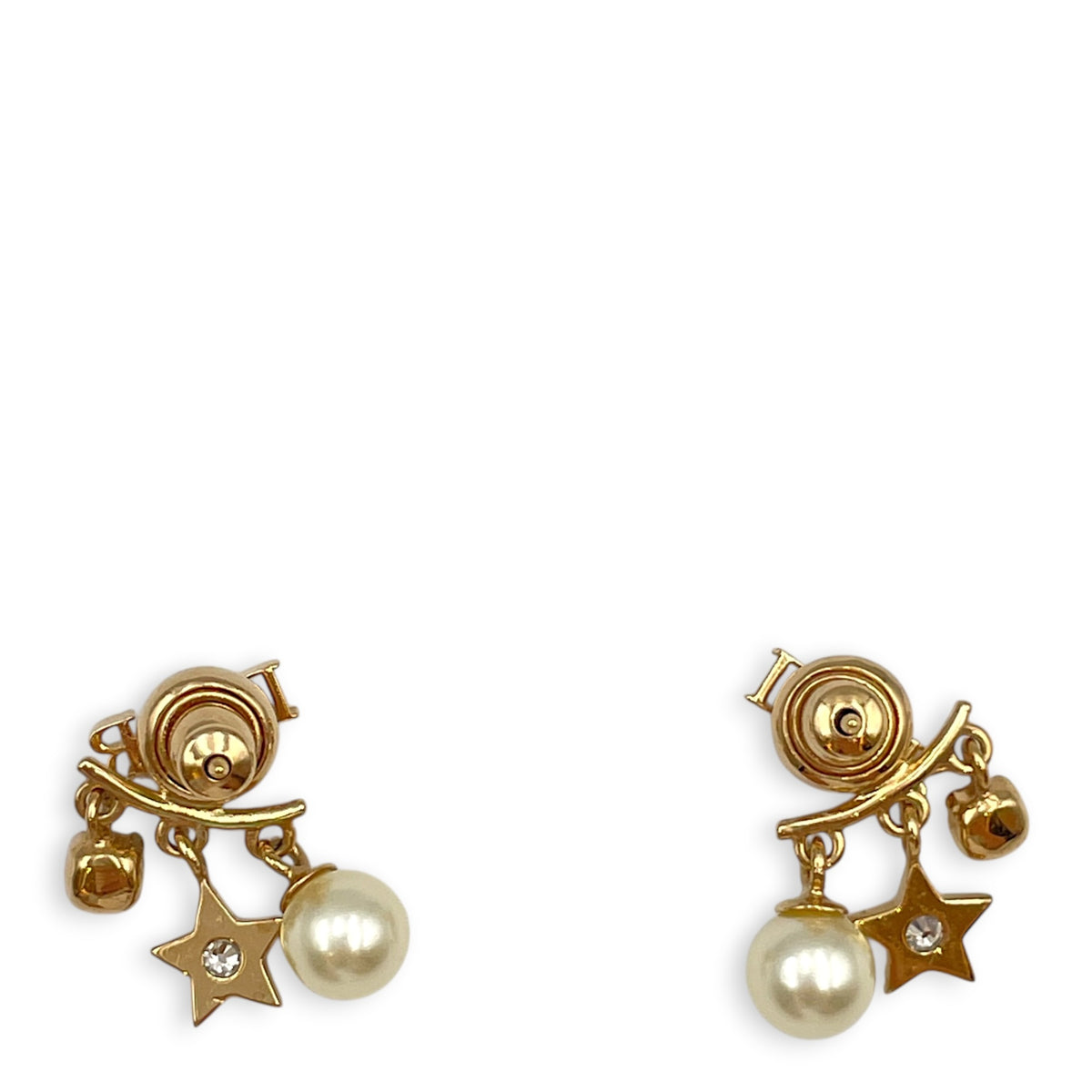 pearl with stars  Gold Earrings Gold hardware