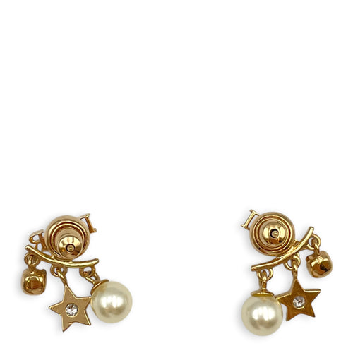 pearl with stars  Gold Earrings Gold hardware