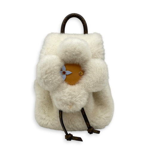 Vivified Backpack  White Backpack in Shearling  Gold hardware