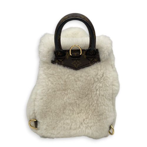 Vivified Backpack  White Backpack in Shearling  Gold hardware