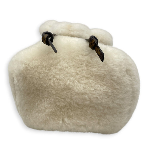 Vivified Backpack  White Backpack in Shearling  Gold hardware