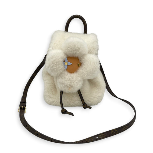 Vivified Backpack  White Backpack in Shearling  Gold hardware
