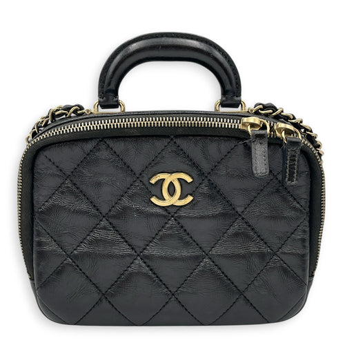 CC Trip Vanity Case  Black Vanity Bag in Lambskin Light Gold hardware