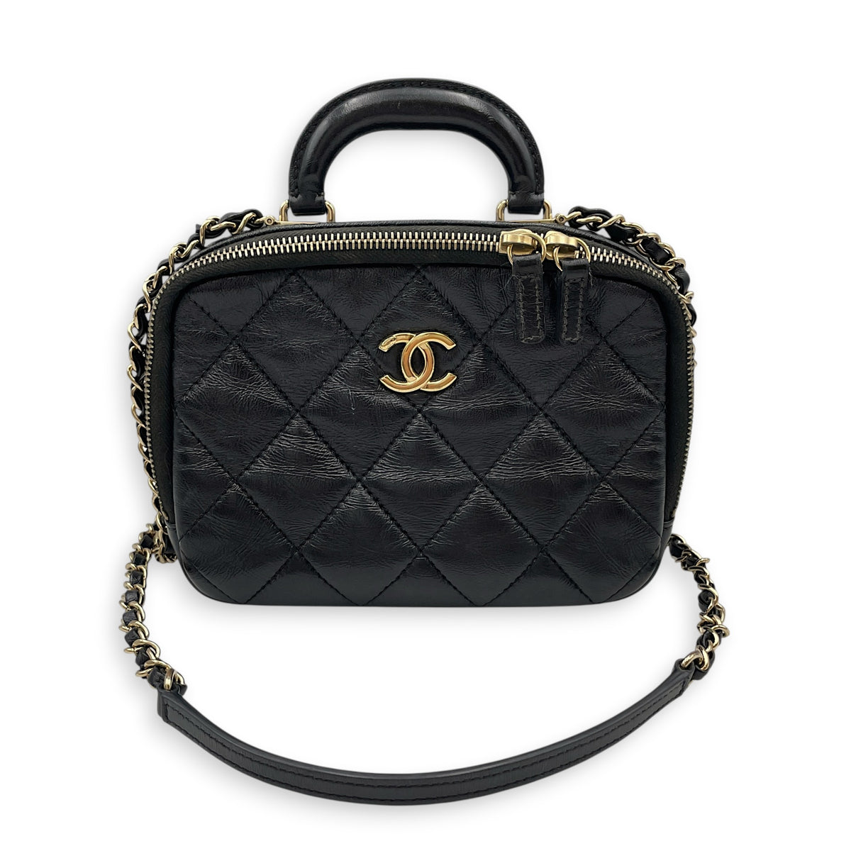 CC Trip Vanity Case  Black Vanity Bag in Lambskin Light Gold hardware