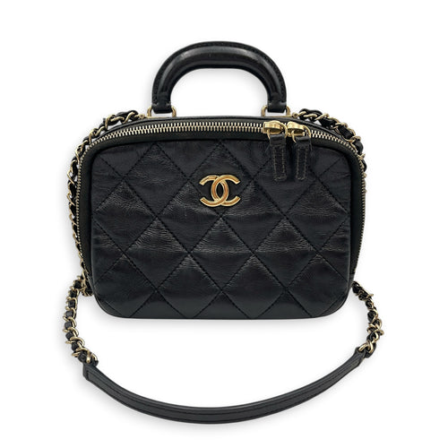 CC Trip Vanity Case  Black Vanity Bag in Lambskin Light Gold hardware