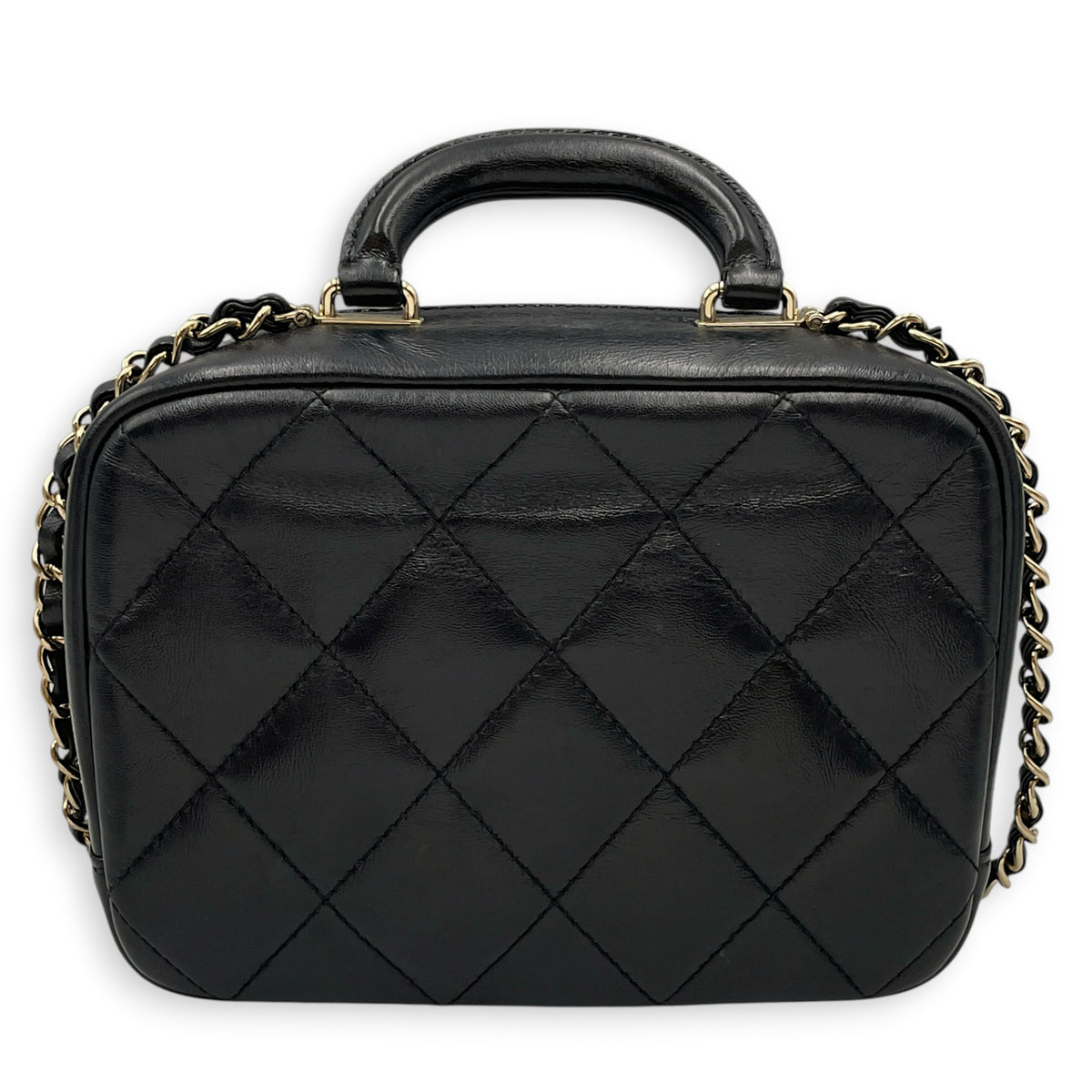 CC Trip Vanity Case  Black Vanity Bag in Lambskin Light Gold hardware