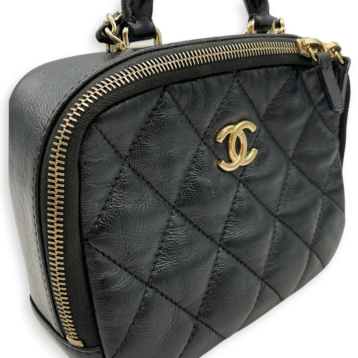 CC Trip Vanity Case  Black Vanity Bag in Lambskin Light Gold hardware
