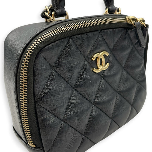 CC Trip Vanity Case  Black Vanity Bag in Lambskin Light Gold hardware