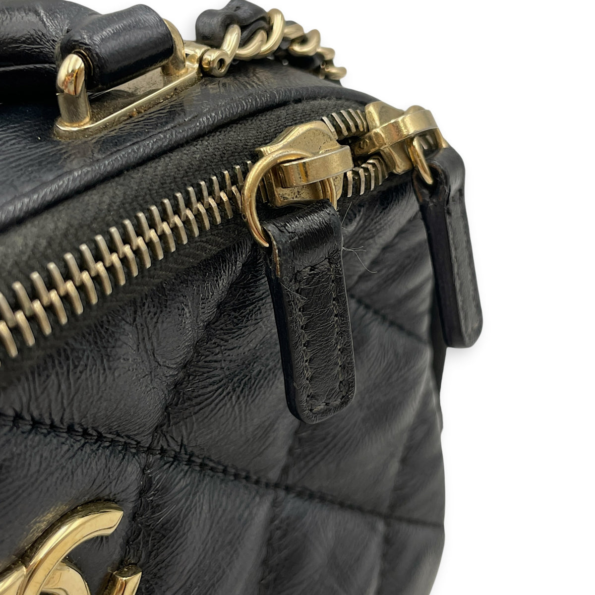 CC Trip Vanity Case  Black Vanity Bag in Lambskin Light Gold hardware