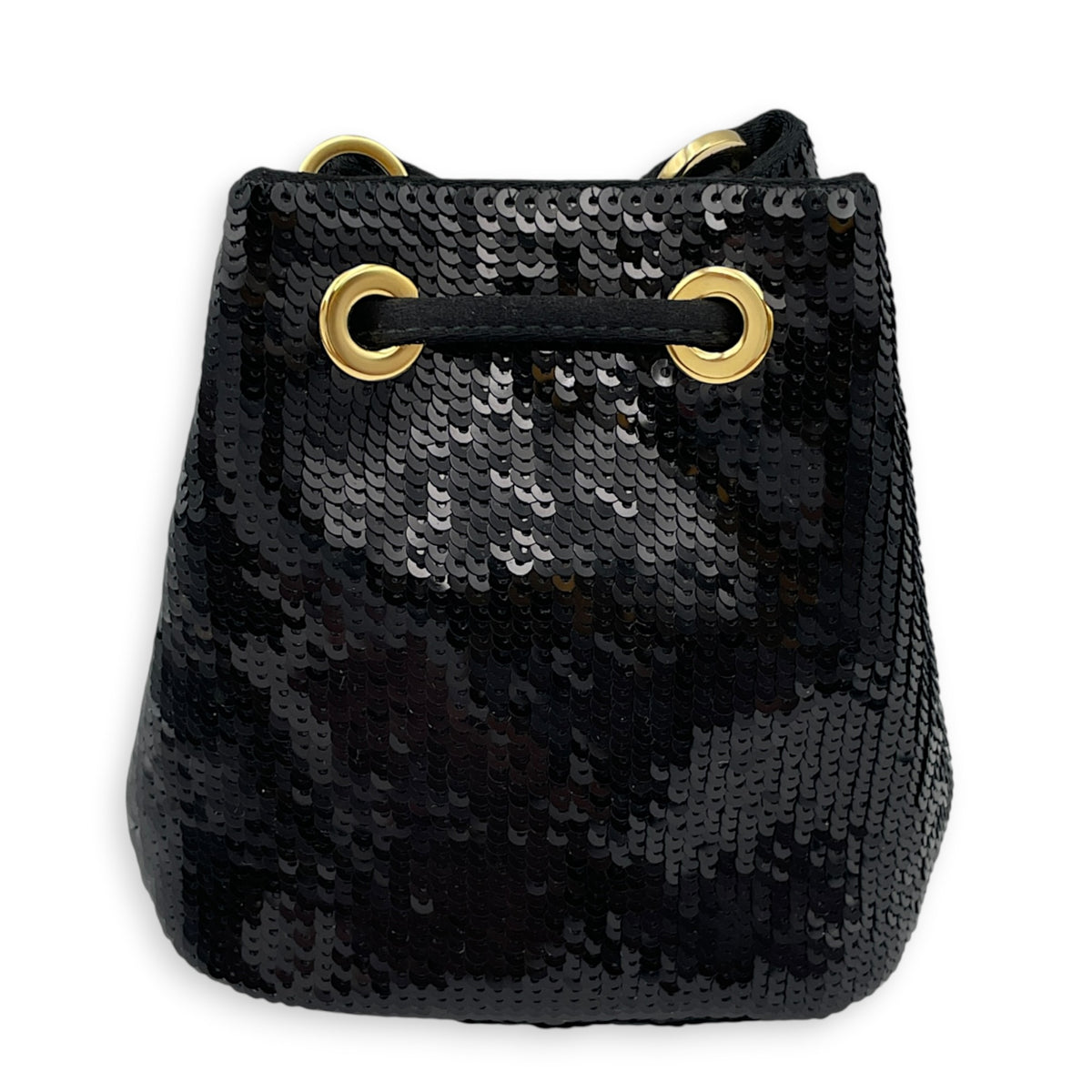 Bucket Mini Black Bucket Bag in Sequins Gold hardware
