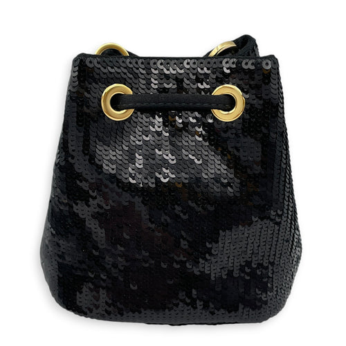 Bucket Mini Black Bucket Bag in Sequins Gold hardware