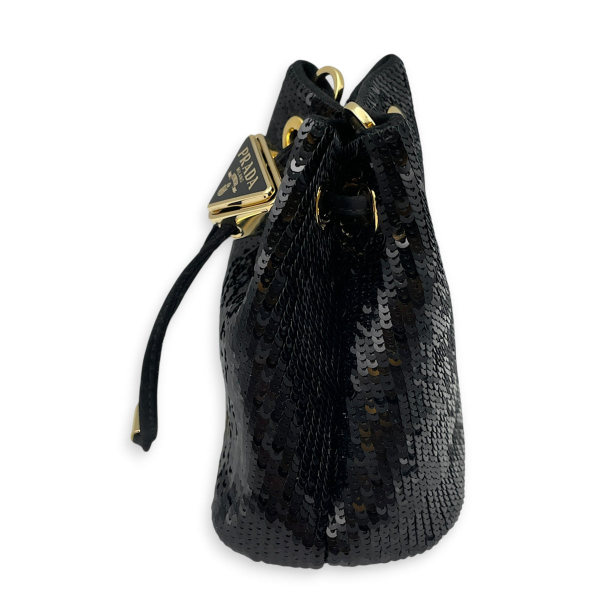 Bucket Mini Black Bucket Bag in Sequins Gold hardware