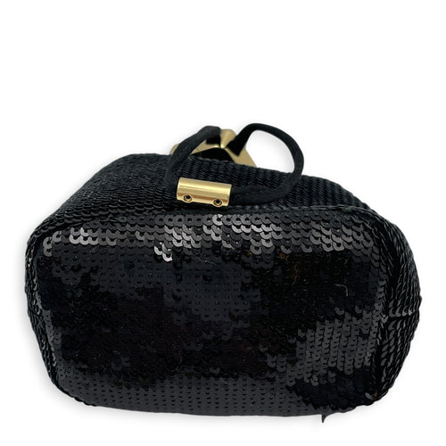 Bucket Mini Black Bucket Bag in Sequins Gold hardware