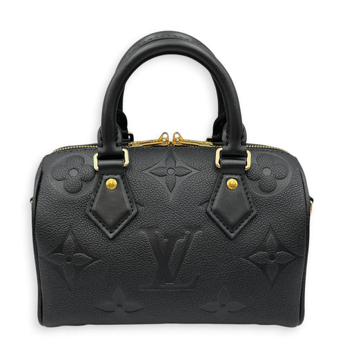 Speedy Bandouliere 20 Noir Top Handle Bag in Monogram Empreinte Leather Gold hardware