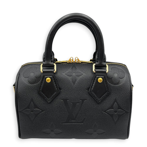 Speedy Bandouliere 20 Noir Top Handle Bag in Monogram Empreinte Leather Gold hardware