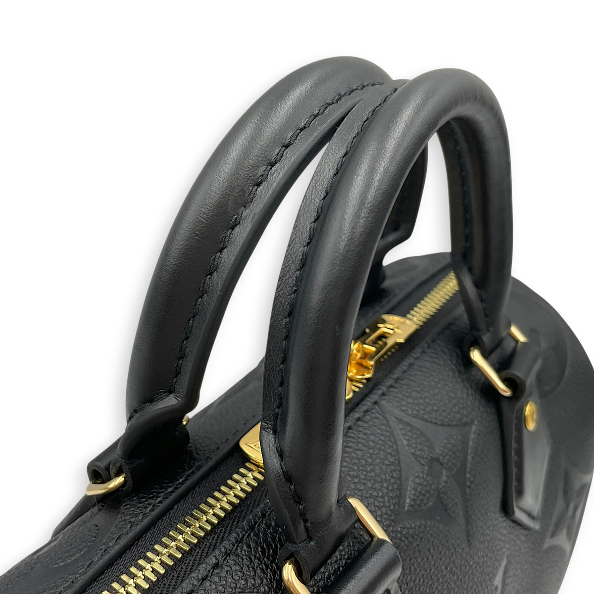 Speedy Bandouliere 20 Noir Top Handle Bag in Monogram Empreinte Leather Gold hardware