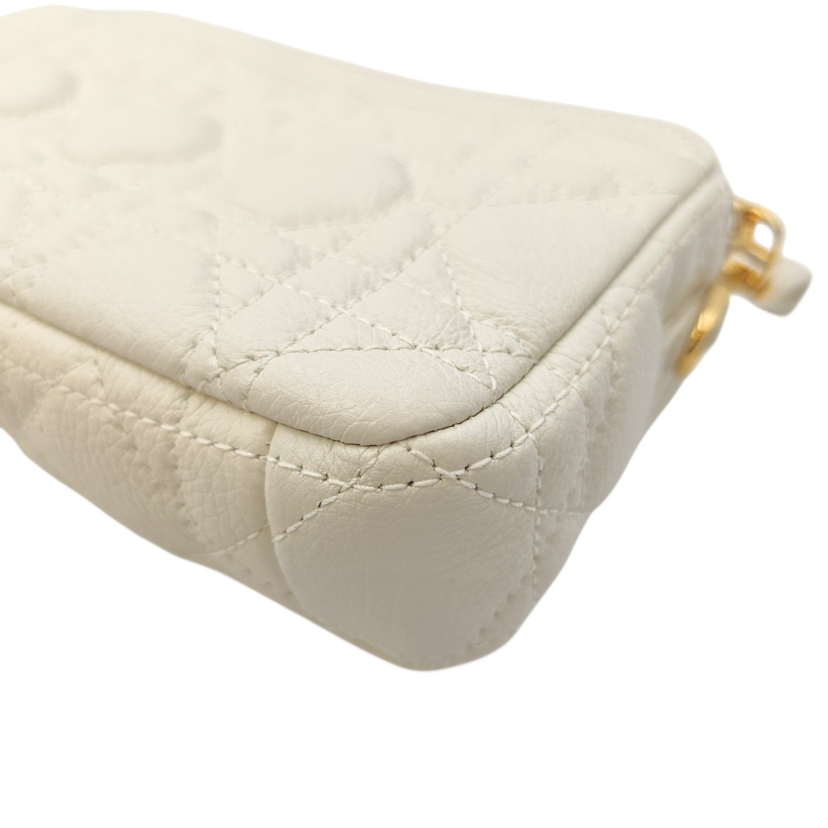 Caro White Crossbody Bag in Calfskin Gold hardware