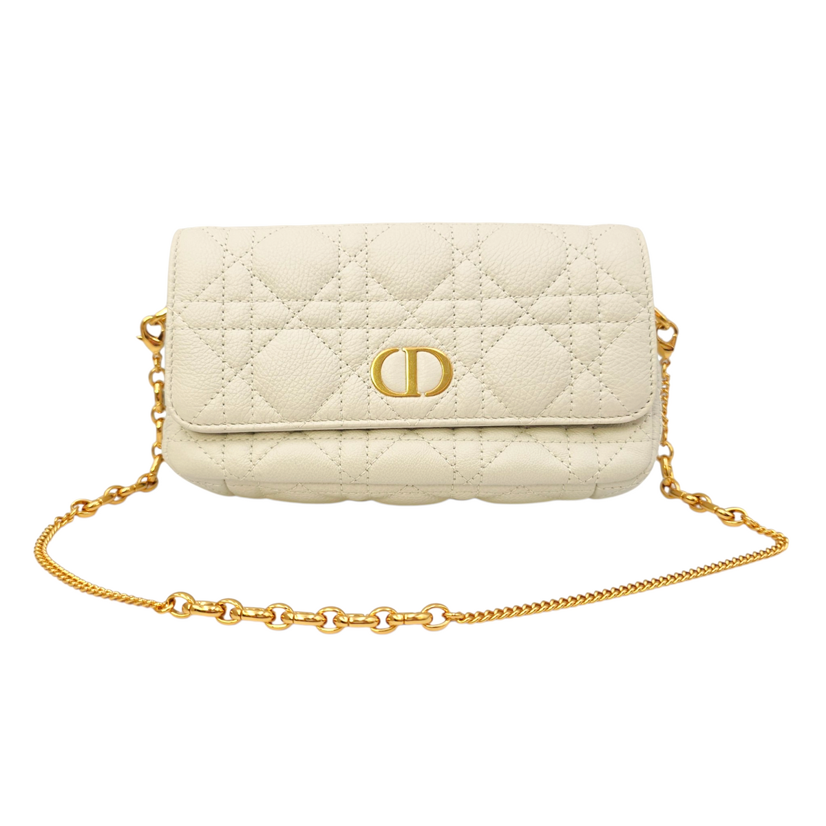 Caro White Crossbody Bag in Calfskin Gold hardware