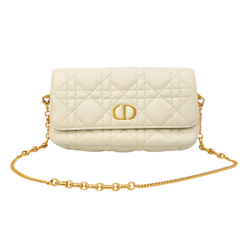 Caro White Crossbody Bag in Calfskin Gold hardware