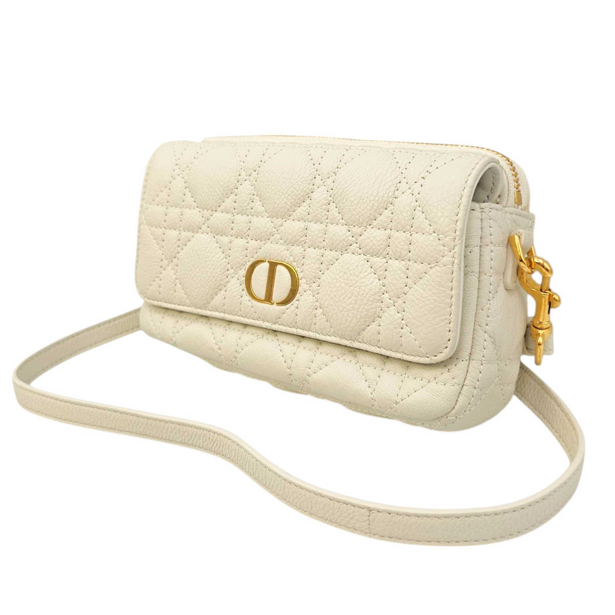 Caro White Crossbody Bag in Calfskin Gold hardware