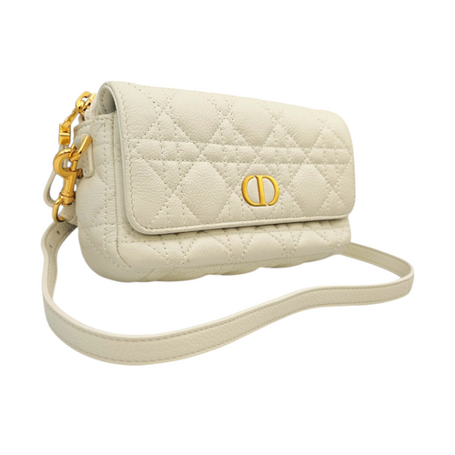 Caro White Crossbody Bag in Calfskin Gold hardware