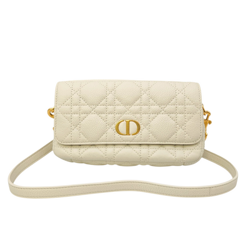 Caro White Crossbody Bag in Calfskin Gold hardware