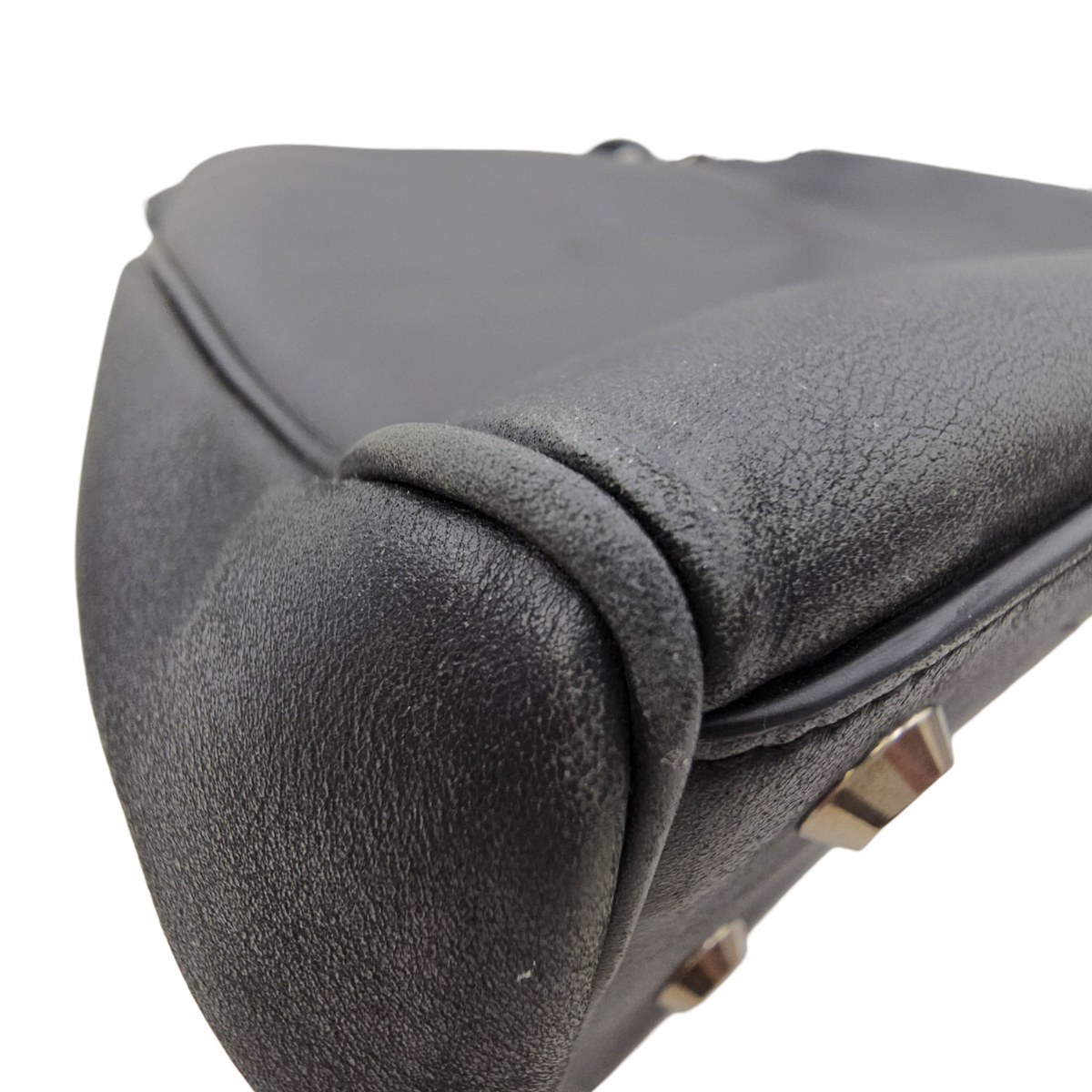 Rodeo Medium Black Top Handle Bag in Calfskin Palladium hardware