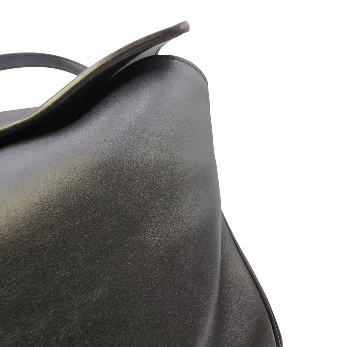 Rodeo Medium Black Top Handle Bag in Calfskin Palladium hardware