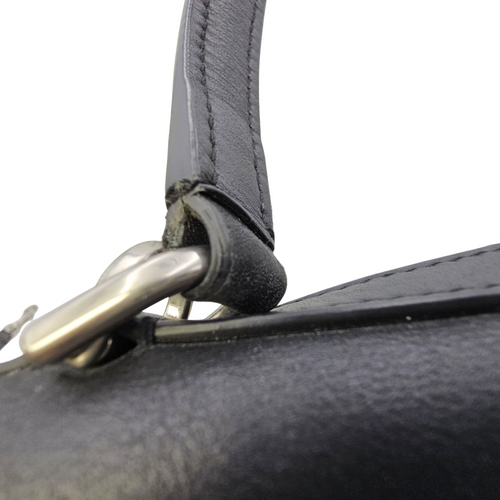 Rodeo Medium Black Top Handle Bag in Calfskin Palladium hardware