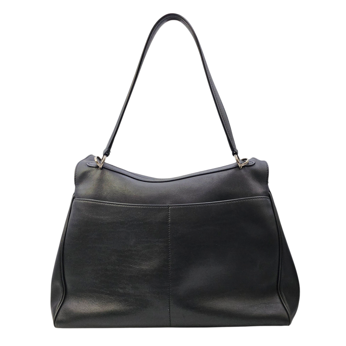 Rodeo Medium Black Top Handle Bag in Calfskin Palladium hardware