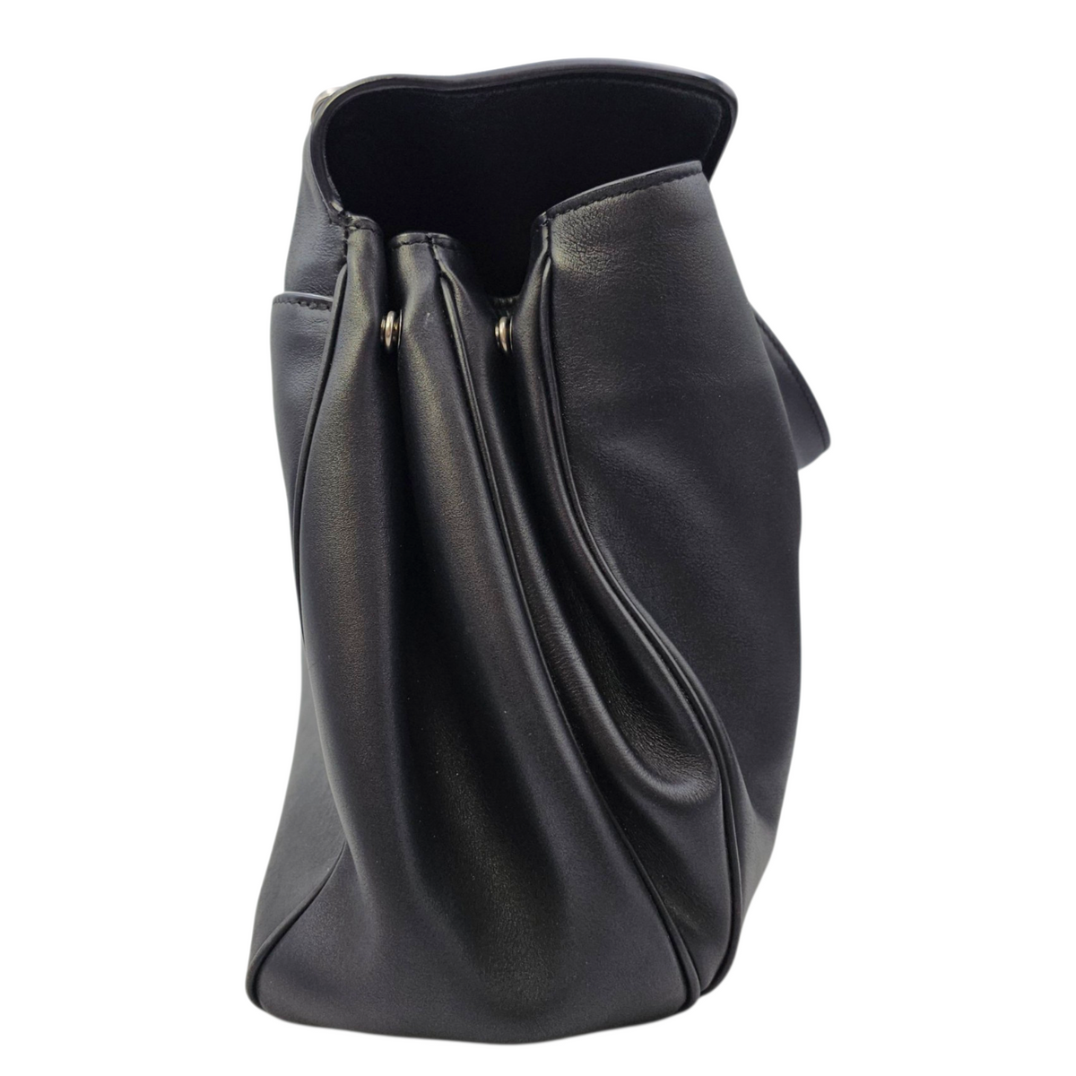 Rodeo Medium Black Top Handle Bag in Calfskin Palladium hardware