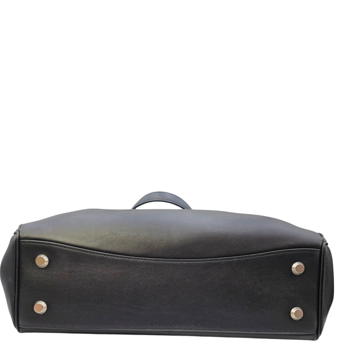 Rodeo Medium Black Top Handle Bag in Calfskin Palladium hardware