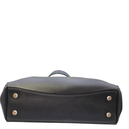 Rodeo Medium Black Top Handle Bag in Calfskin Palladium hardware