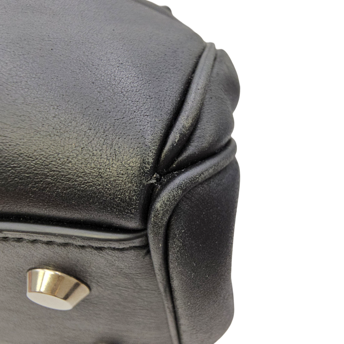 Rodeo Medium Black Top Handle Bag in Calfskin Palladium hardware