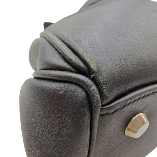 Rodeo Medium Black Top Handle Bag in Calfskin Palladium hardware