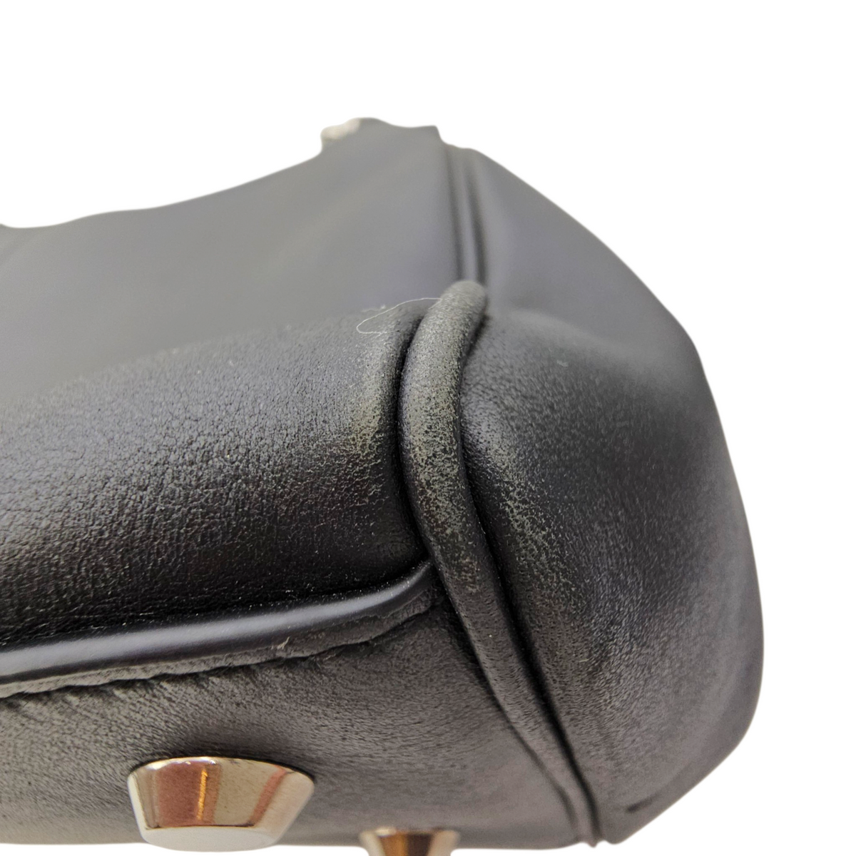 Rodeo Medium Black Top Handle Bag in Calfskin Palladium hardware