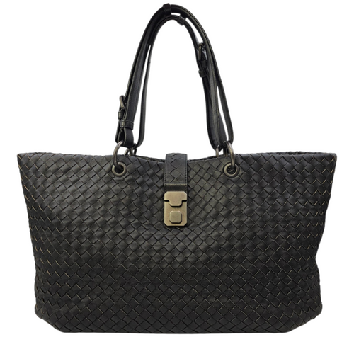 Intrecciato Black Tote Bag in Nappa Leather Ruthenium hardware