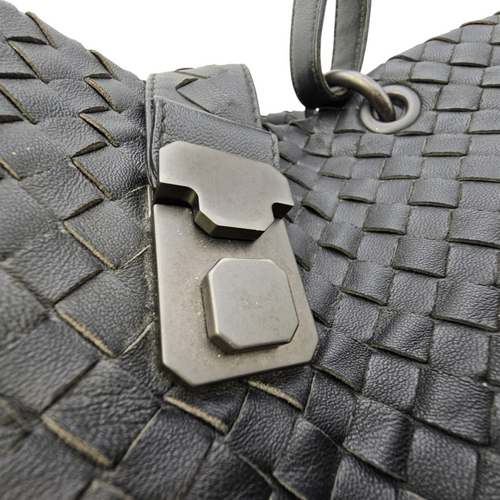 Intrecciato Black Tote Bag in Nappa Leather Ruthenium hardware