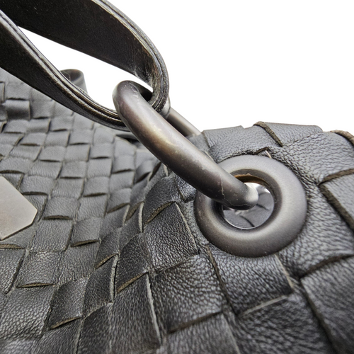 Intrecciato Black Tote Bag in Nappa Leather Ruthenium hardware