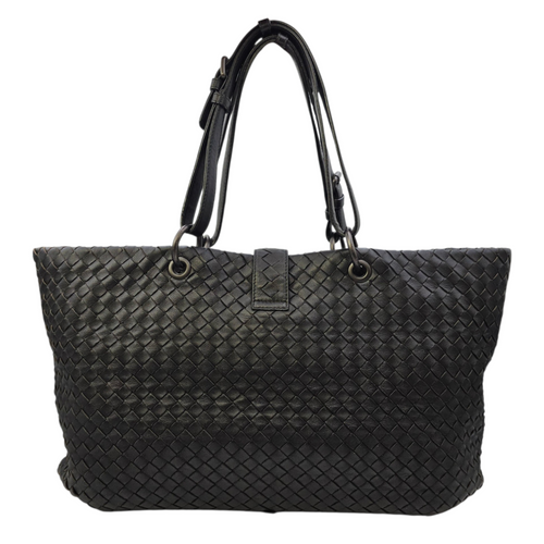 Intrecciato Black Tote Bag in Nappa Leather Ruthenium hardware