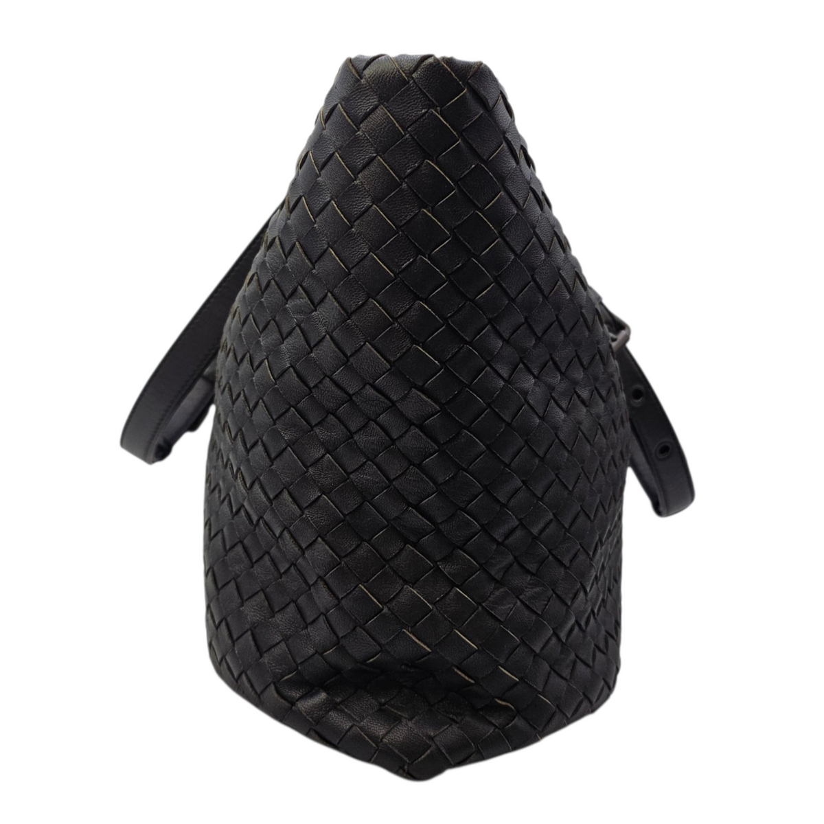 Intrecciato Black Tote Bag in Nappa Leather Ruthenium hardware