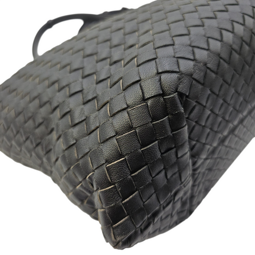 Intrecciato Black Tote Bag in Nappa Leather Ruthenium hardware