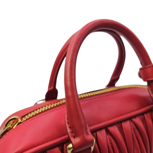 Arcadie Matelasse  22 Red Top Handle Bag in Nappa Leather Gold hardware