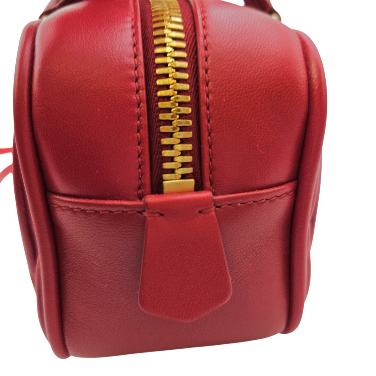 Arcadie Matelasse  22 Red Top Handle Bag in Nappa Leather Gold hardware