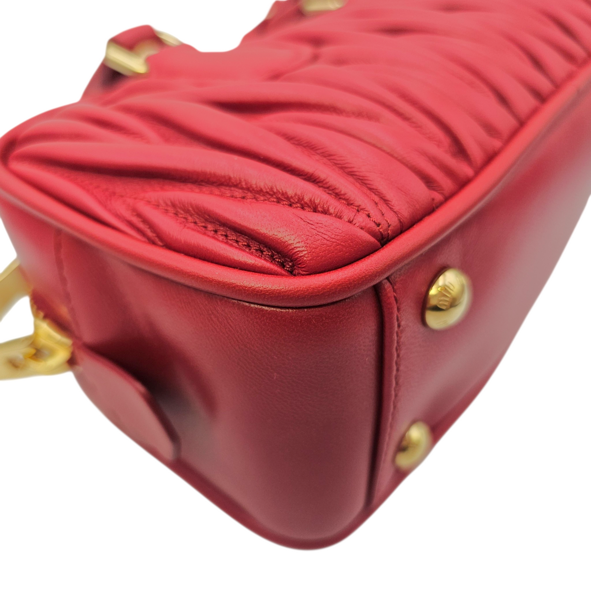 Arcadie Matelasse  22 Red Top Handle Bag in Nappa Leather Gold hardware